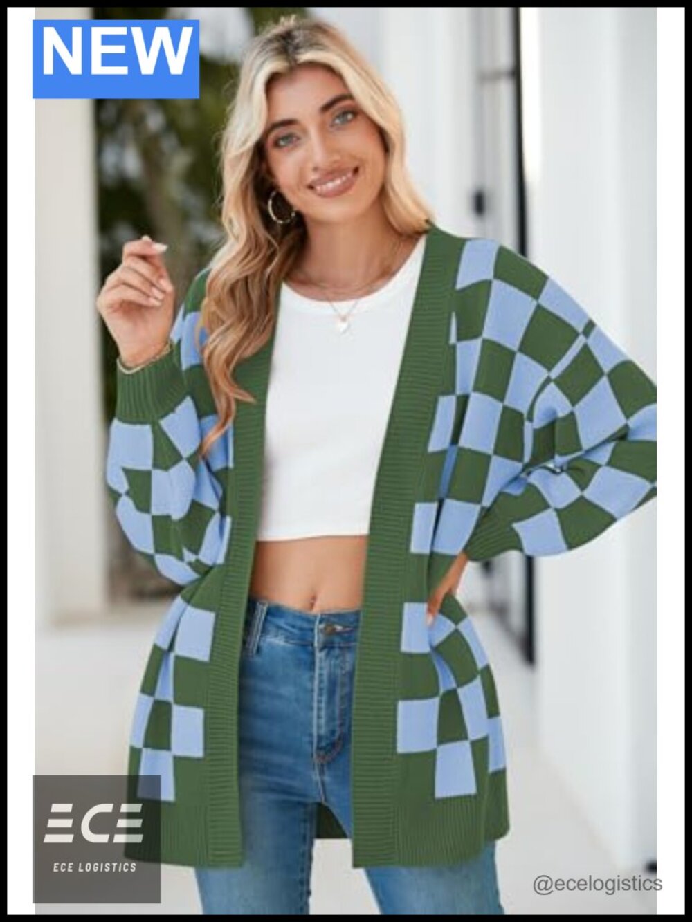 Oversized Ribbed Knit Open Front Cardigan with Pockets - Picture 5 of 6